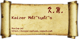 Kaizer Mátyás névjegykártya